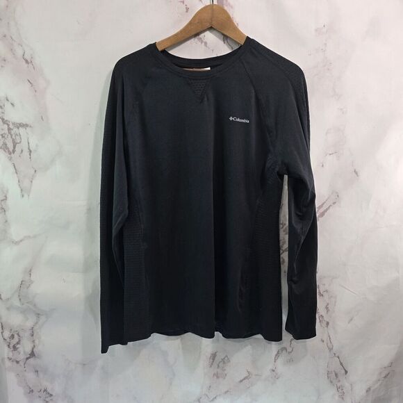 Columbia Shirt Womens Large Black Long Sleeve Tech Running Hiking Mesh Crew - Picture 1 of 13